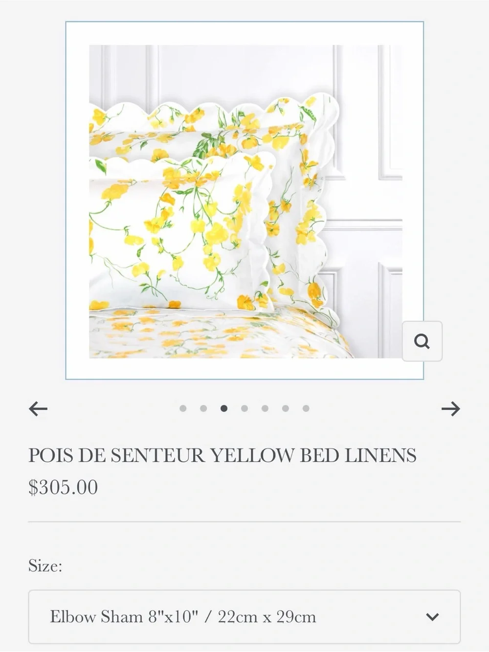 Portault POIS DE SENTEUR YELLOW d porthault elbow sham